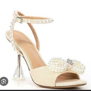 Gianni Bini Cream Pearl-Embellished Heeled Sandals